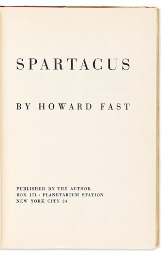 Fast, Howard (1914-2003) Spartacus, Signed First Edition.